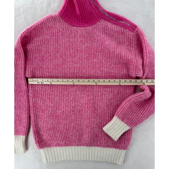 Ganni Pink Turtleneck Zip Wool Alpaca Blend Tunic Knit Sweater Medium M - Picture 7 of 8